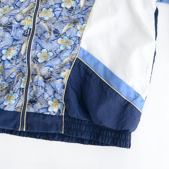 Vintage 90s Active Frontier Navy White Gold Aztec Zip Up Bomber Jacket L - Picture 5 of 13